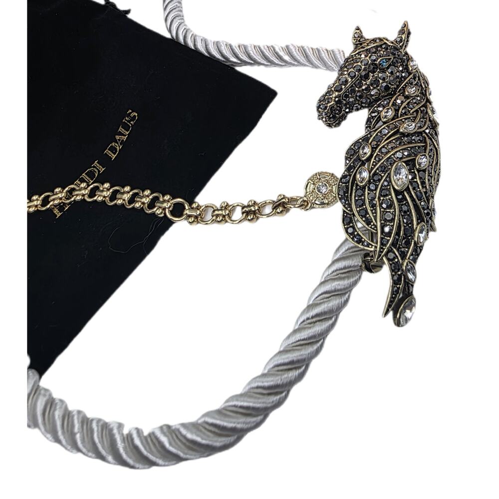 HEIDI DAUS "Frost Stallion" Crystal Horse Pin/Brooch & Cord Necklace Set